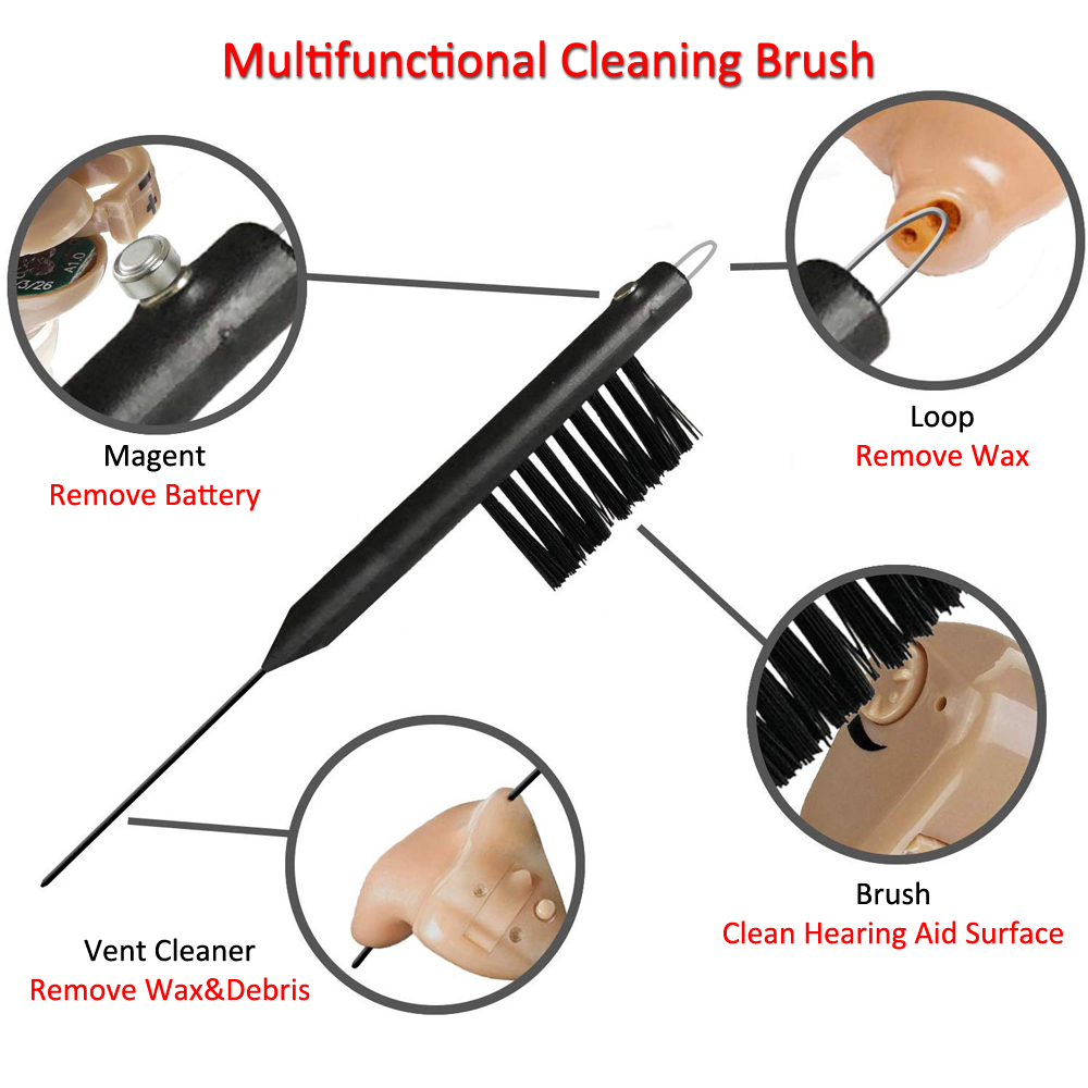 Hearing Aid Cleaning Brush With Magnet Wax Loop Vent Cleaner For